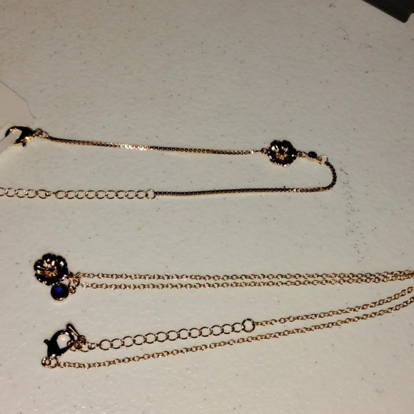 Flower necklace with bracelet or‎ anklet birthstone charm blue - Picture 4 of 5